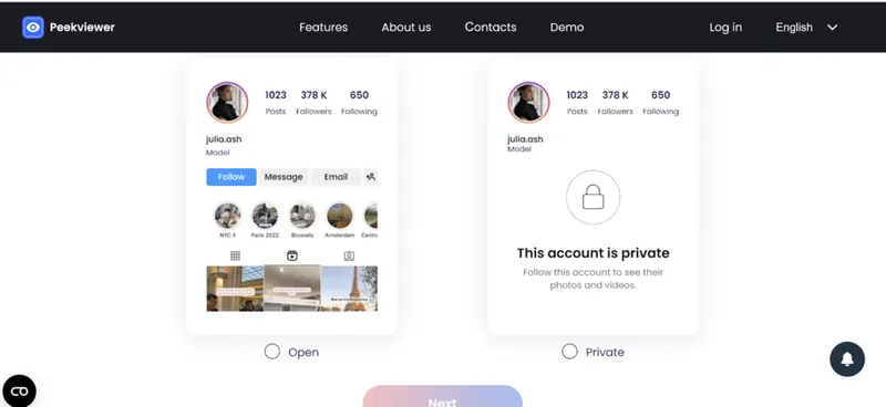 Peekviewer type of account