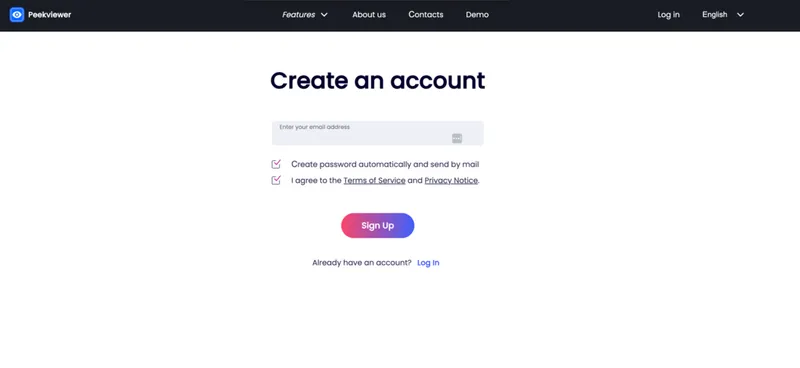 How to Use Peekviewer: account creation