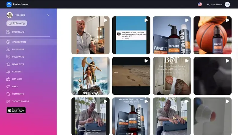 Peekviewer userspace acting as an Instagram archive viewer with content saved before it was hidden.