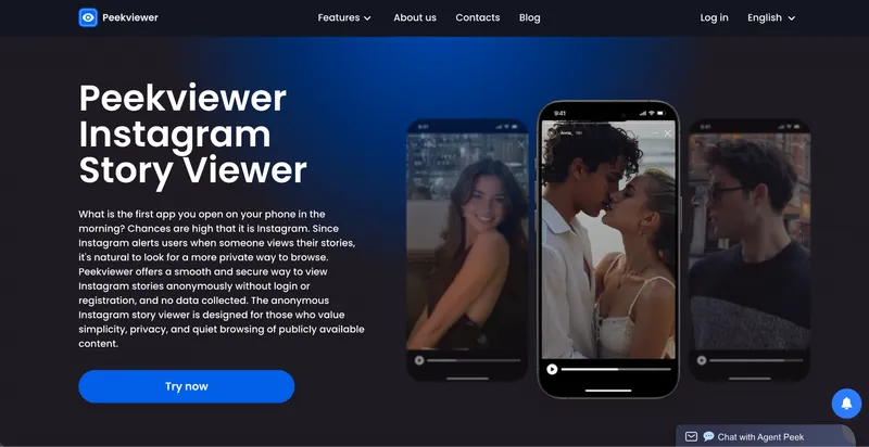 Private story viewer to watch content anonymously with Peekviewer