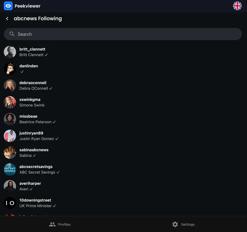 Peekviewer dashboard monitoring followers. Peekviewer dashboard monitoring followers.