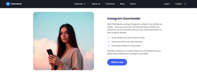 save private Instagram content with Peekviewer