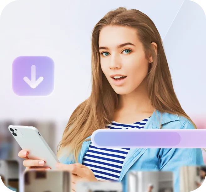 girl using instagram downloader