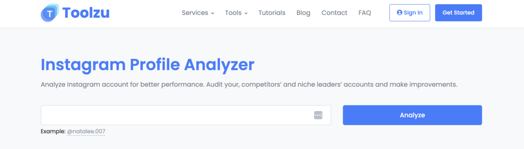 Toolzu review: Instagram profile analyzer
